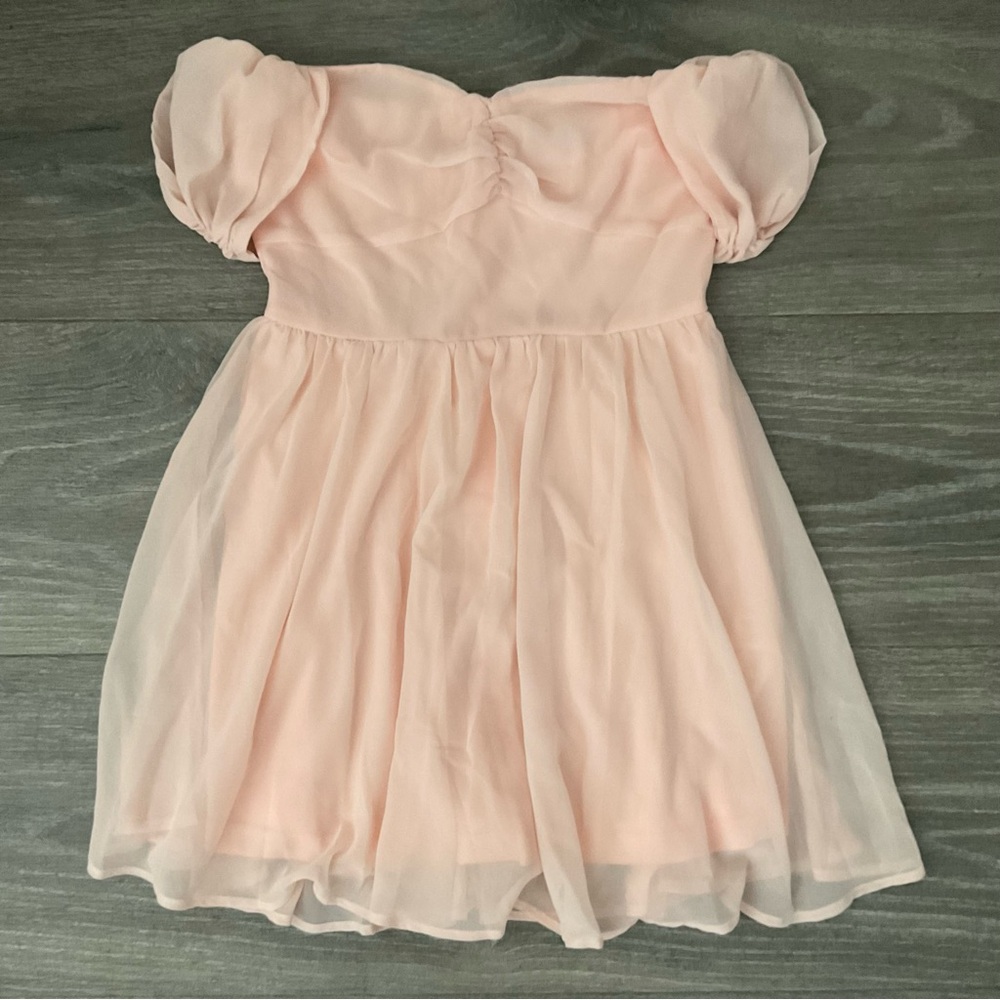 Boohoo Off The Shoulder Chiffon Skater Dress